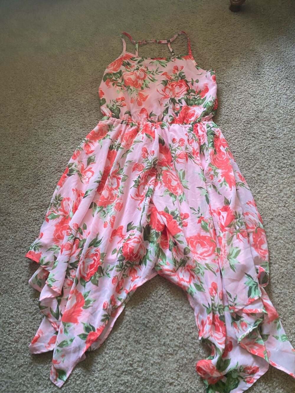 The Children's Place Sharkbite Dress Size 10/12 Pink Floral Chiffon